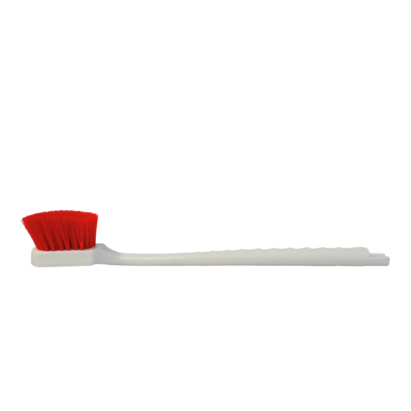 Bruske Long handle, red poly bristle Knob Brush 