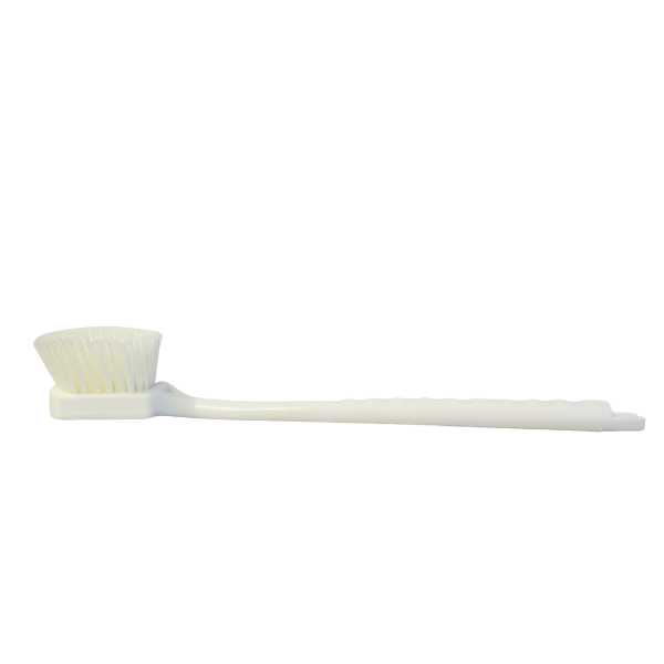 Bruske Long handle, brown poly bristle Knob Brush in white